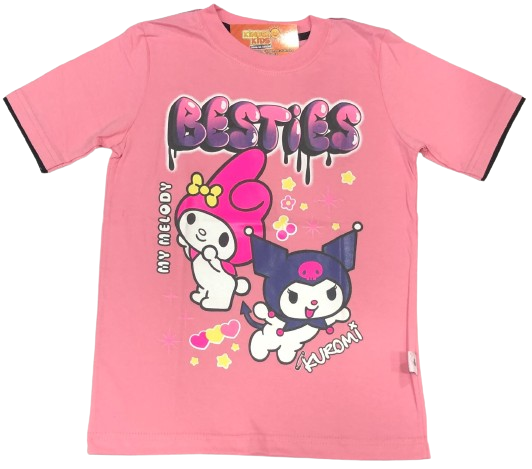 Remera MY MELODY/KUROMI BESTIES brilla en la oscuridad de algodón