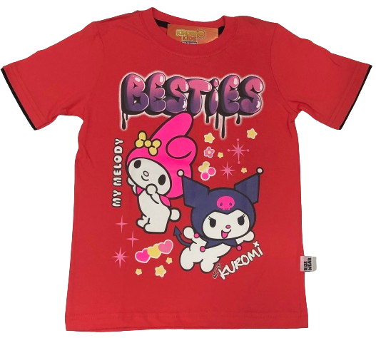 Remera MY MELODY/KUROMI BESTIES brilla en la oscuridad de algodón