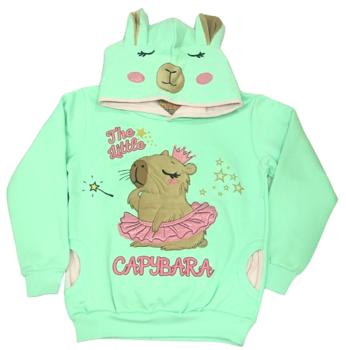 BUZO CAPYBARA CON OREJAS DOBLE FRIZA