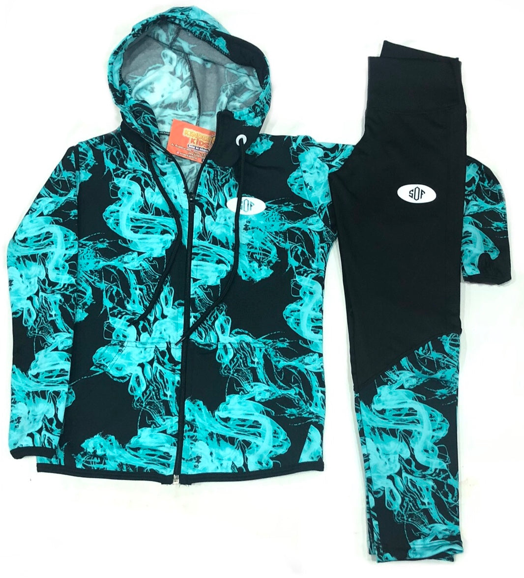 Conjunto deportivo campera con calza estampada térmica