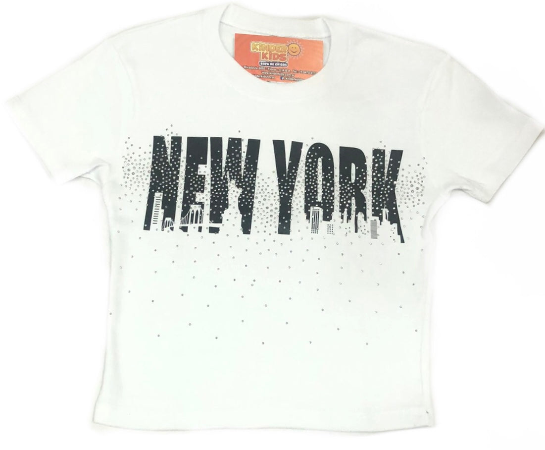 Remera pupera NEW YORK BRILLO de algodón