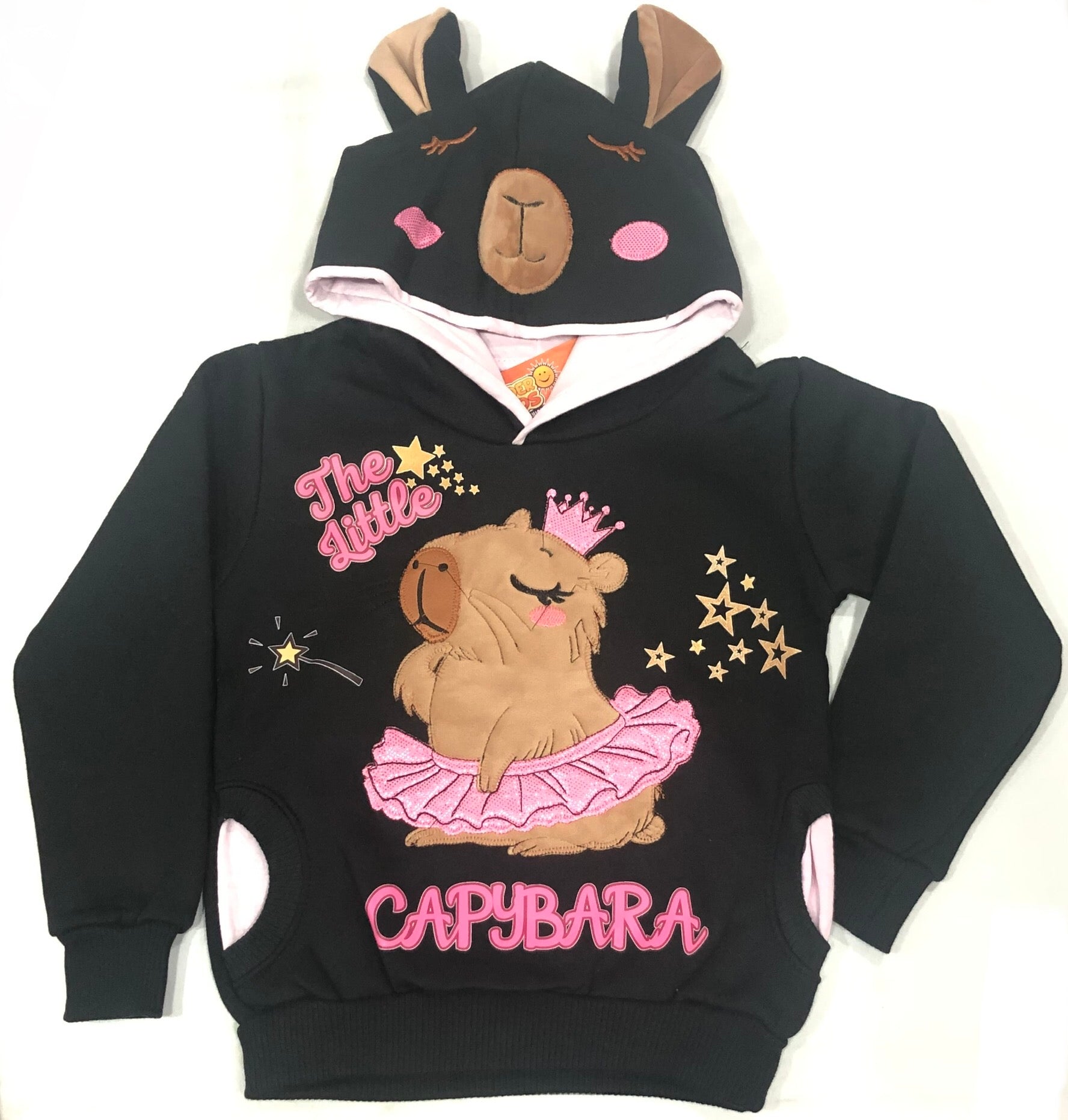 BUZO CAPYBARA CON OREJAS DOBLE FRIZA