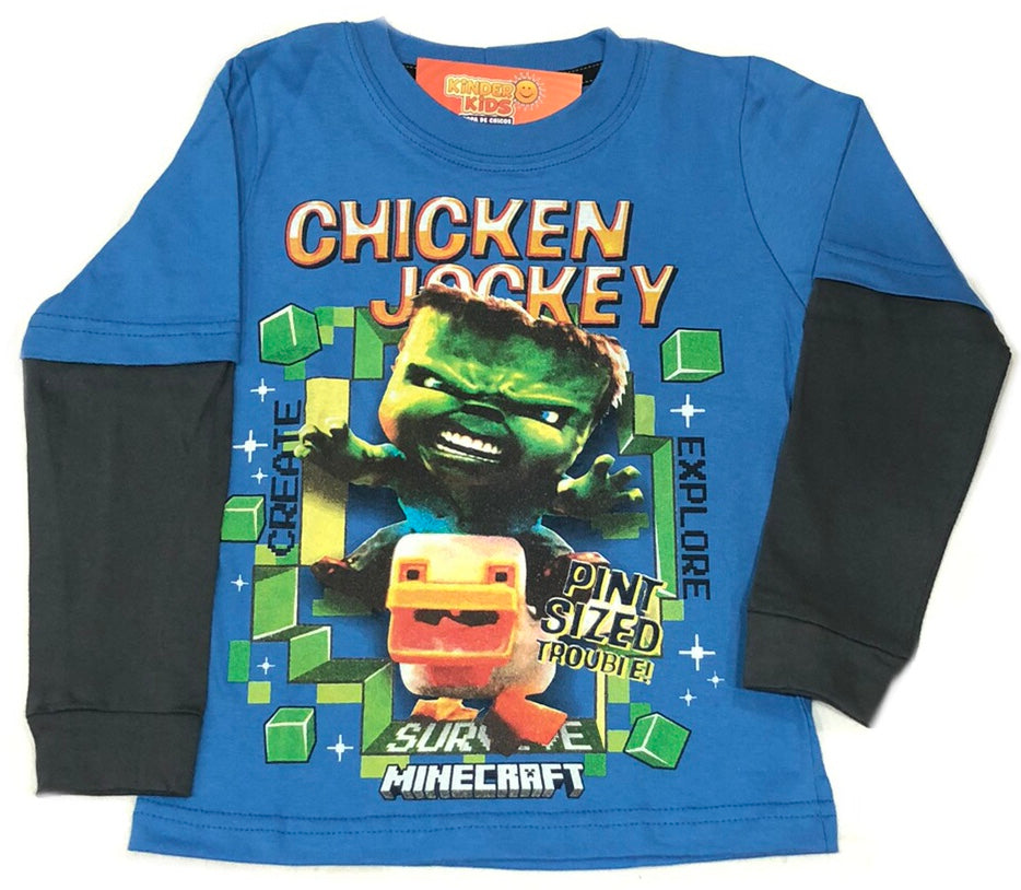 Remera MINECRAFT CHICKEN JOCKEY brilla en la oscuridad de algodón