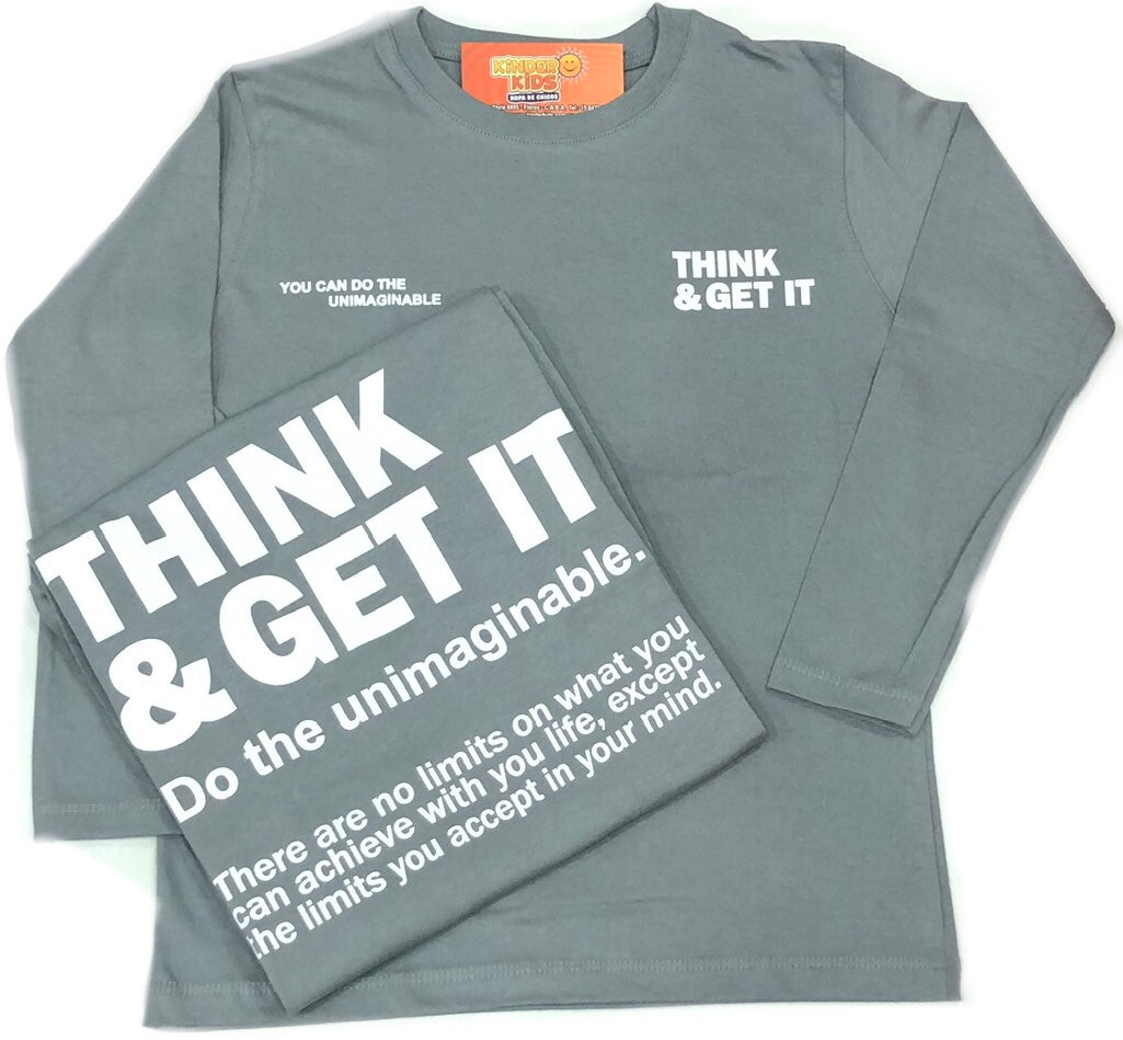 Remera THINK & GET IT doble estampa de algodón