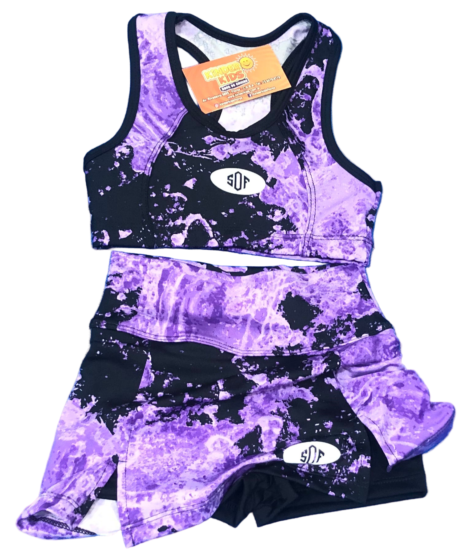 conjunto deportivo SHORT POLLERA C/TOP BATIC de lycra
