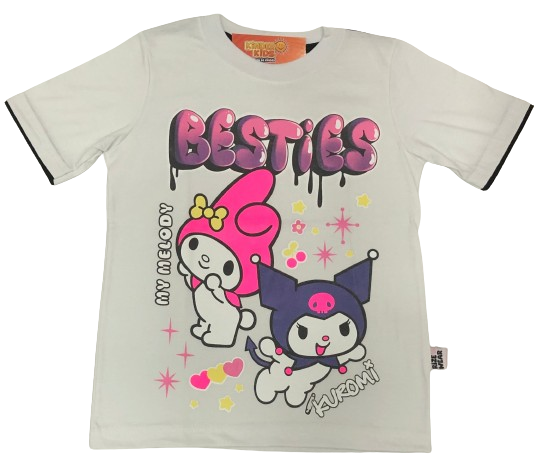 Remera MY MELODY/KUROMI BESTIES brilla en la oscuridad de algodón