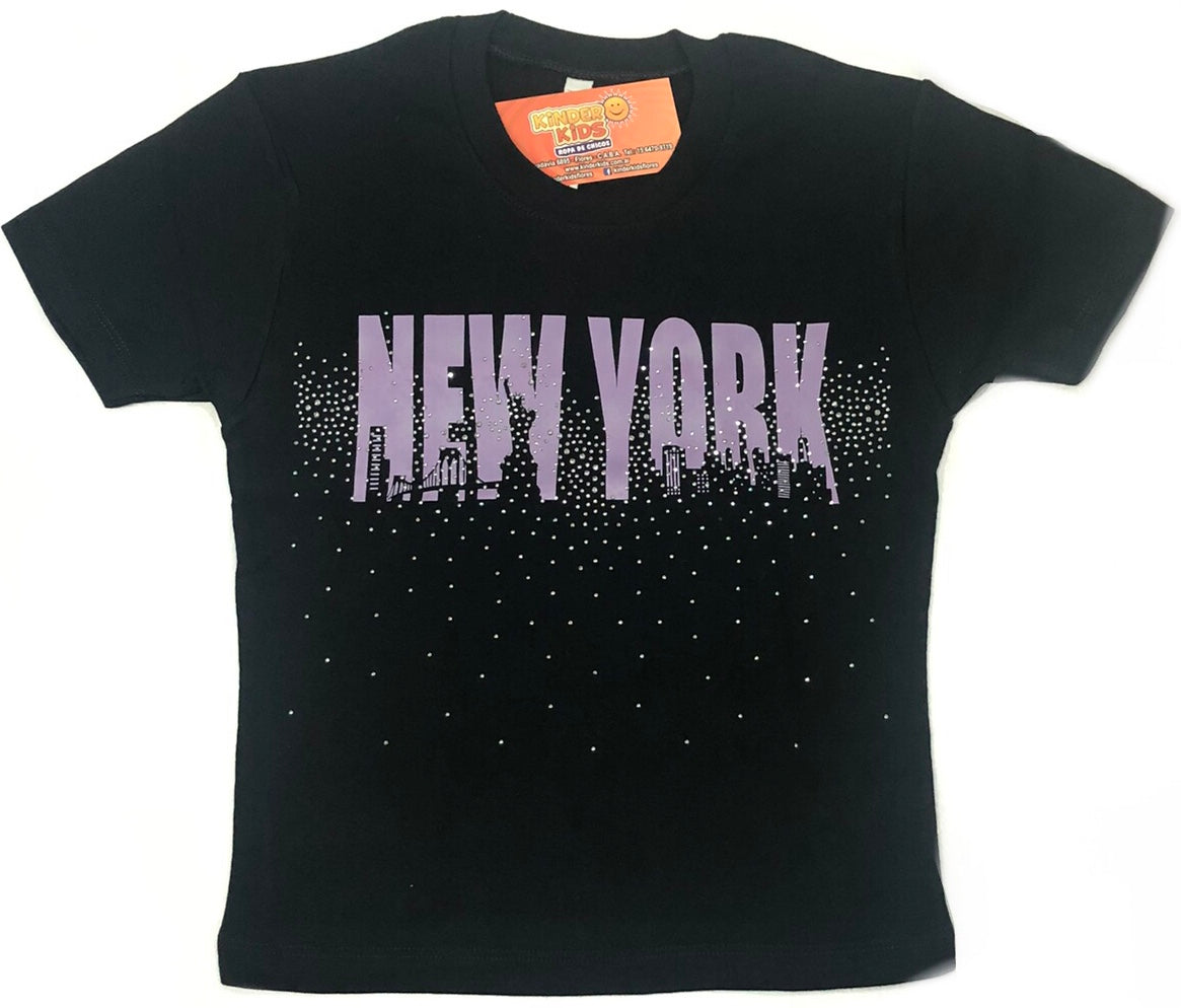 Remera pupera NEW YORK BRILLO de algodón