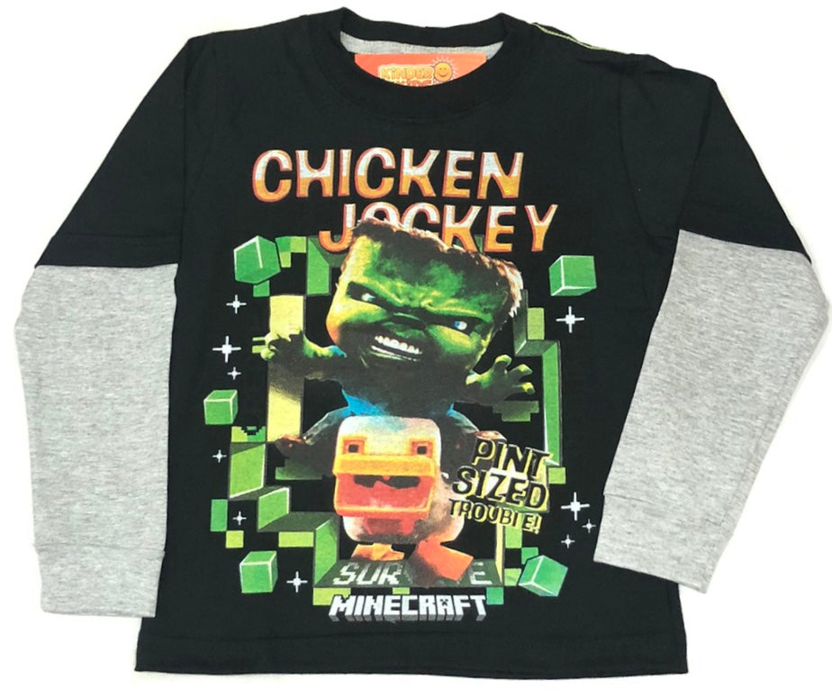 Remera MINECRAFT CHICKEN JOCKEY brilla en la oscuridad de algodón