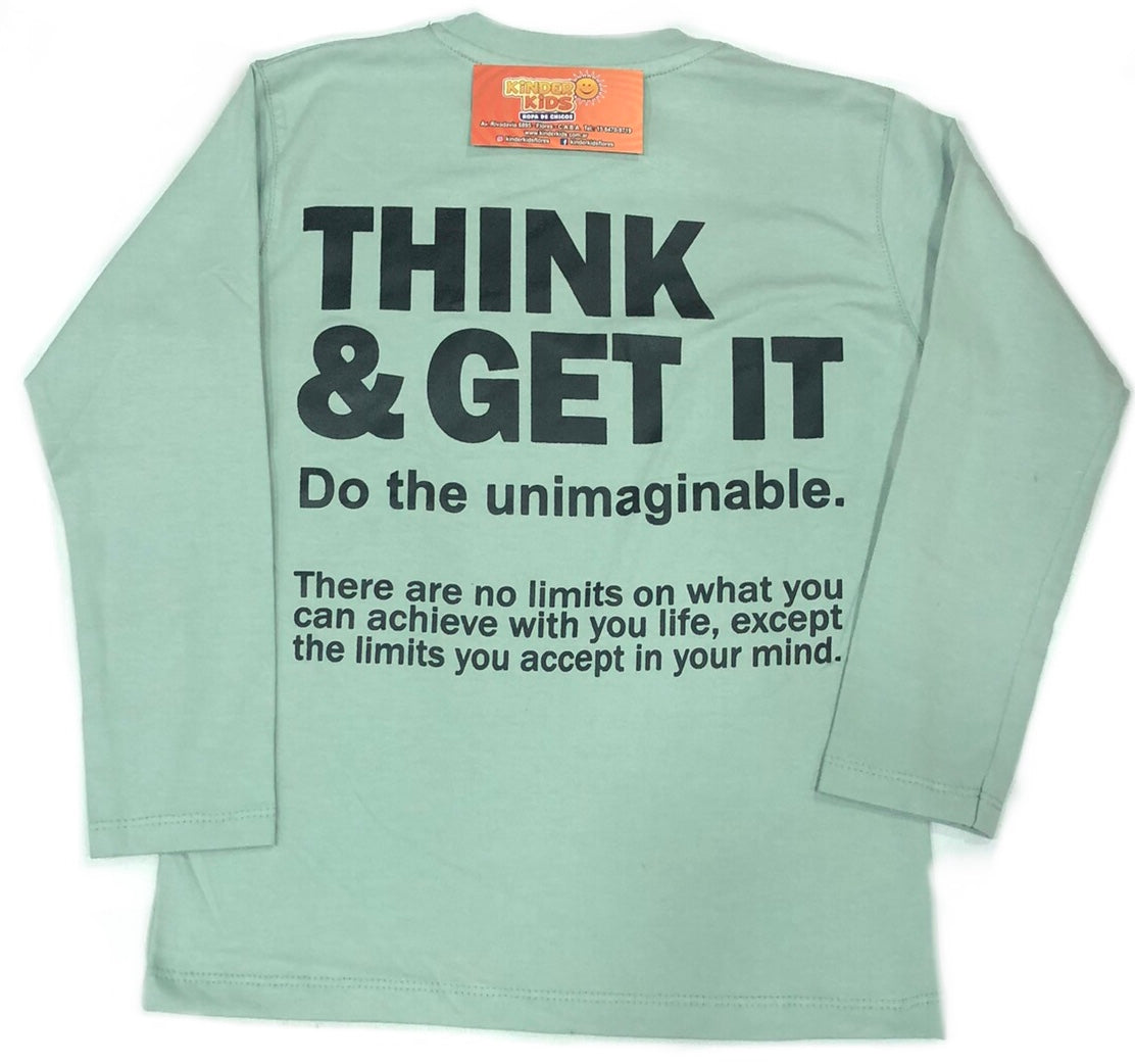 Remera THINK & GET IT doble estampa de algodón