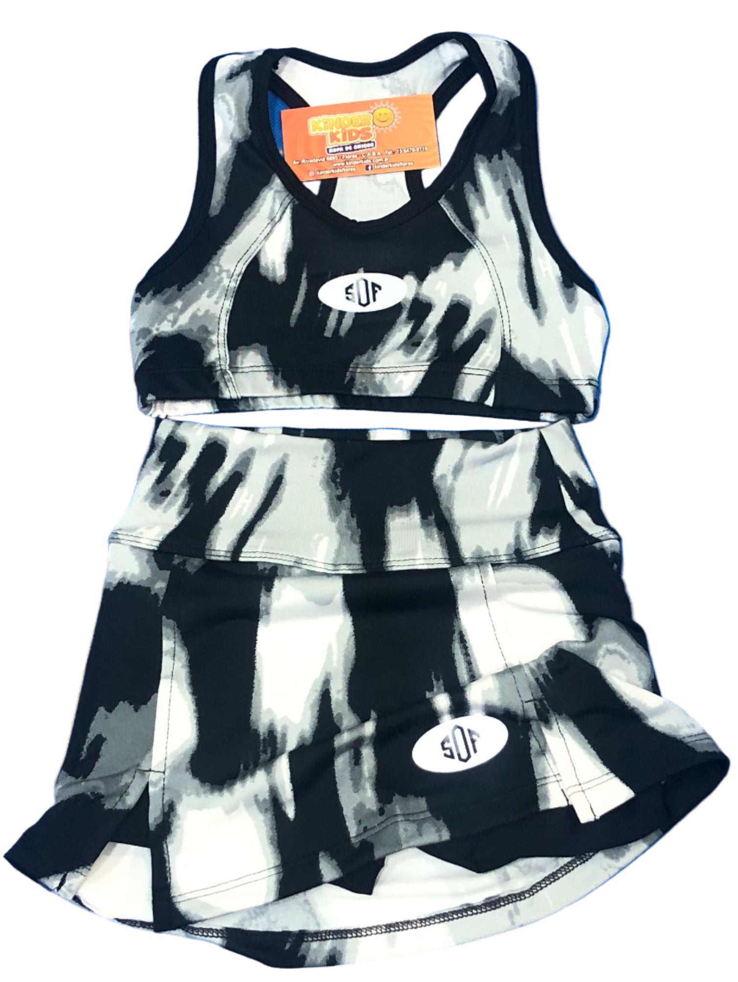 CONJUNTO SHORT POLLERA C/TOP MANCHAS de lycra