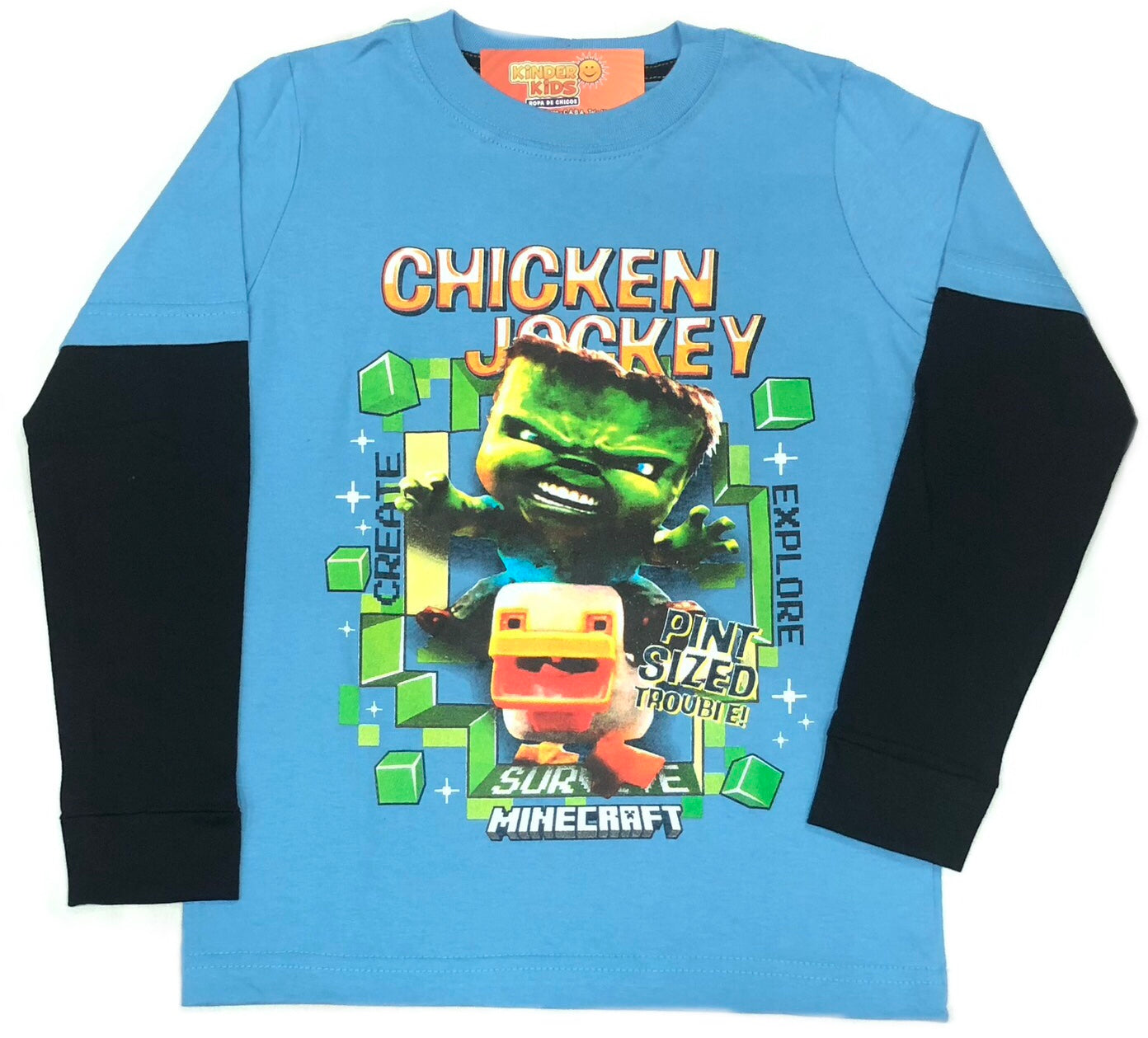 Remera MINECRAFT CHICKEN JOCKEY brilla en la oscuridad de algodón