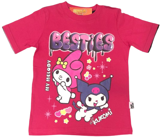 Remera MY MELODY/KUROMI BESTIES brilla en la oscuridad de algodón