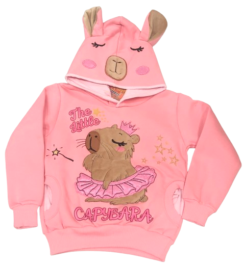 BUZO CAPYBARA CON OREJAS DOBLE FRIZA