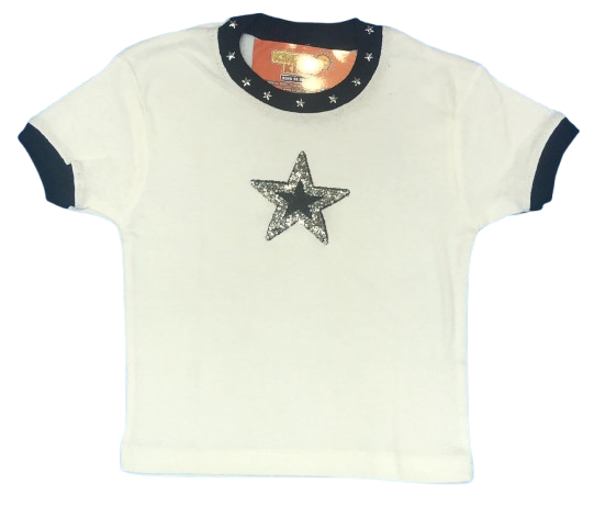 Remera pupera cuello Estrella con brillo de algodón